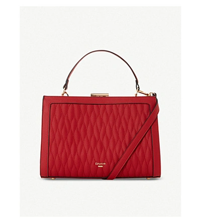 Shop Dune Dequilt Leather Tote Bag In Red-plain Synthetic