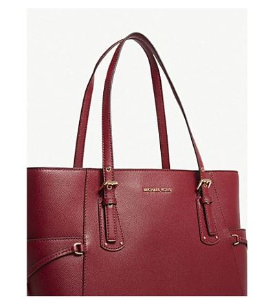 Shop Michael Michael Kors Voyager Leather Tote In Maroon