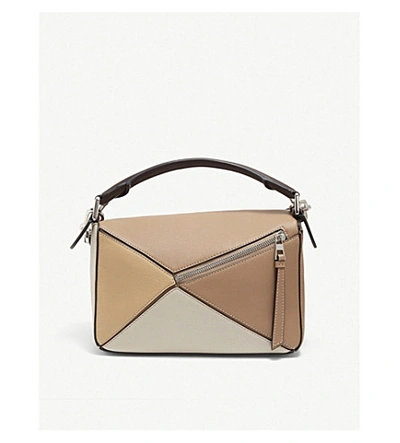 Shop Loewe Puzzle Small Leather Shoulder Bag In Mocca Multitone