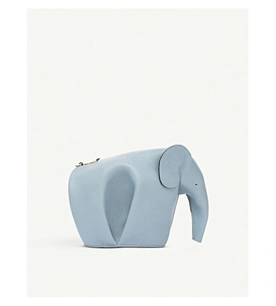 Shop Loewe Elephant Minibag Leather Shoulder Bag In Stone Blue