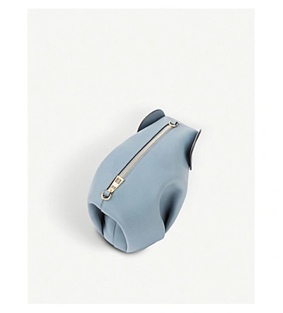 Shop Loewe Elephant Minibag Leather Shoulder Bag In Stone Blue