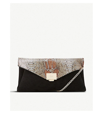 Shop Dune Benvela Snakeskin-print Faux-leather Clutch In Reptile-print Leather