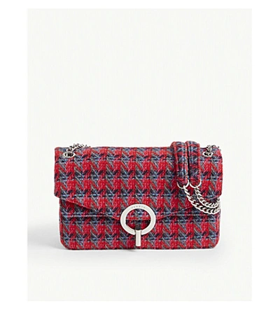 Shop Sandro Yza Tweed Shoulder Bag In Red