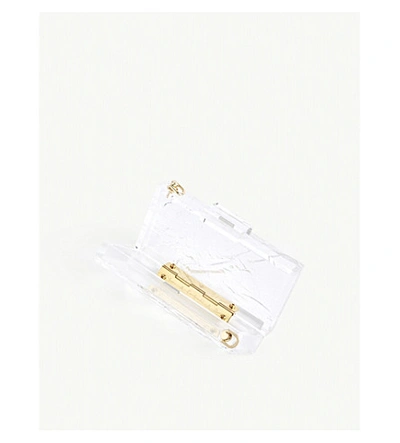 Shop L'afshar Ida Medium Croc-embossed Acrylic Clutch Bag In Irridescent+white
