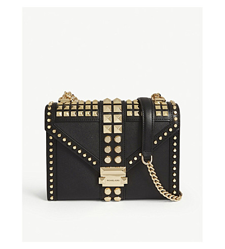 whitney large studded leather shoulder bag