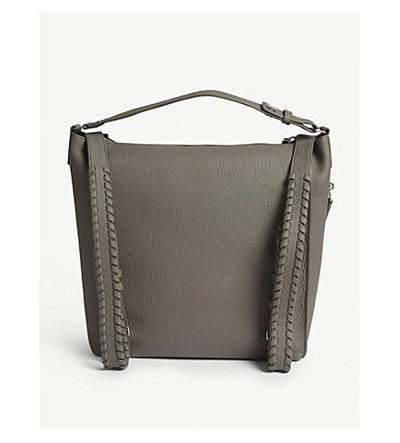 Shop Allsaints Kita Small Leather Backpack In Storm Grey