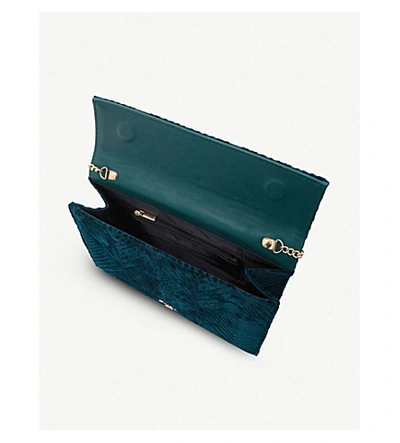 Shop Dune Ebrina Velvet Quilted Clutch Bag In Green-velvet
