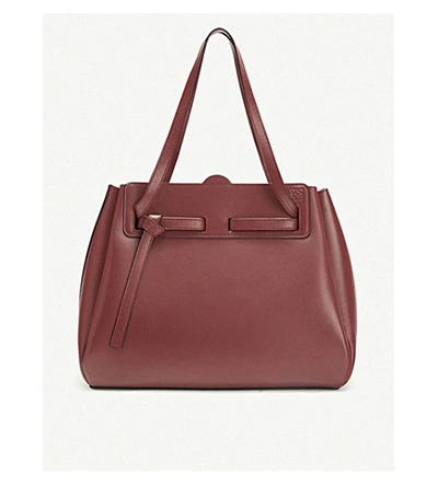 Shop Loewe Lazo Leather Shopper Tote In Wine