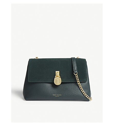 helena suede padlock cross body bag