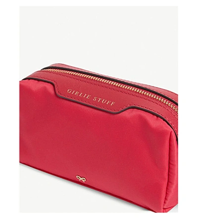 Shop Anya Hindmarch Girlie Stuff Leather-trimmed Nylon Pouch In Hot Pink