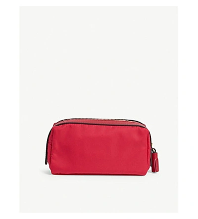 Shop Anya Hindmarch Girlie Stuff Leather-trimmed Nylon Pouch In Hot Pink