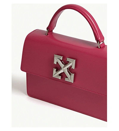 Shop Off-white Jitney 1.4 Leather Top Handle Bag In Fuschia