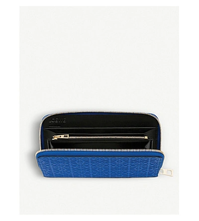 Shop Loewe Anagram Embossed Logo Leather Wallet In Electric Blue