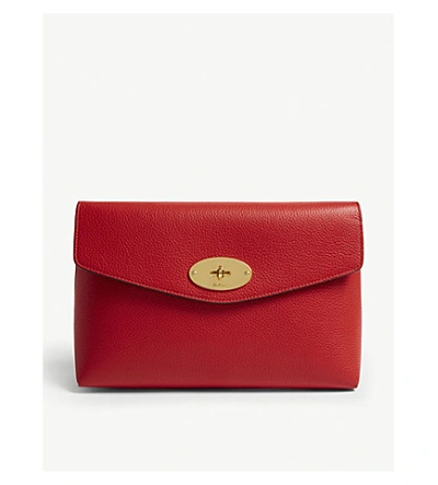 Shop Mulberry Darley Leather Pouch In Ruby Red