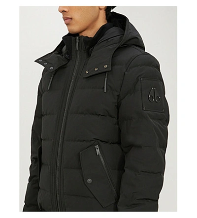 Shop Moose Knuckles Rocher Padded Twill-down Hooded Jacket In Black