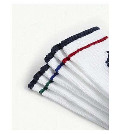 Shop Polo Ralph Lauren Polo Player Cotton-blend Socks Pack Of 3 In White Ass