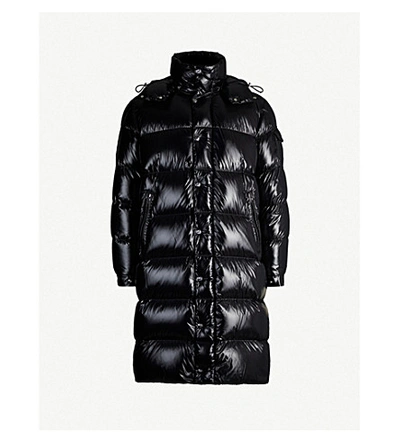 Shop Moncler Hanoverian Glossy Longline Shell-down Jacket In Black