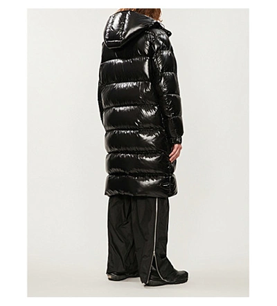 Shop Moncler Hanoverian Glossy Longline Shell-down Jacket In Black