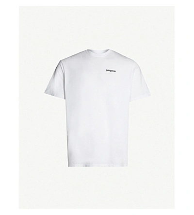 Shop Patagonia Fitzroy Horizon Recycled Cotton-blend Jersey T-shirt In White