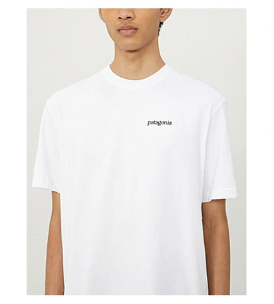 Shop Patagonia Fitzroy Horizon Recycled Cotton-blend Jersey T-shirt In White