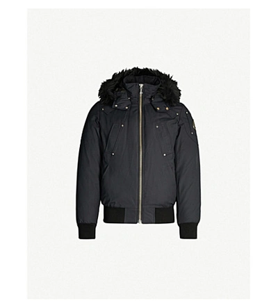 Shop Moose Knuckles Ballistic Faux-fur-trim Hooded Twill-down Jacket In Navy Black