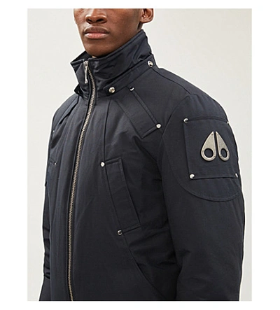 Shop Moose Knuckles Ballistic Faux-fur-trim Hooded Twill-down Jacket In Navy Black
