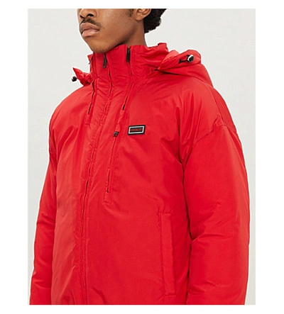 Shop Givenchy Logo-appliquéd Padded Shell Hooded Jacket In Red