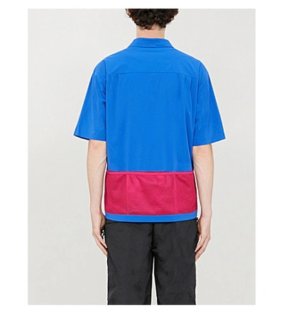 Shop Nike Patch-pocket Relaxed-fit Shell Shirt In Game Royal/sport Fuchsia