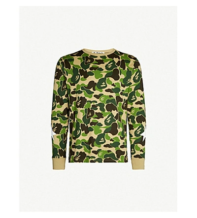 Shop A Bathing Ape Camouflage-print Cotton-jersey Top In Green