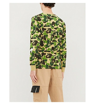 Shop A Bathing Ape Camouflage-print Cotton-jersey Top In Green