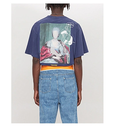 Shop Off-white Mariana De Silva Printed Cotton-jersey T-shirt In Blue Multi