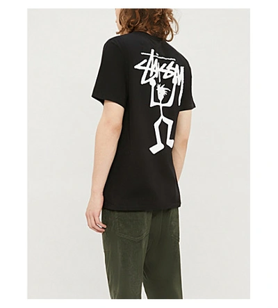 Shop Stussy Logo-print Cotton-jersey T-shirt In Black