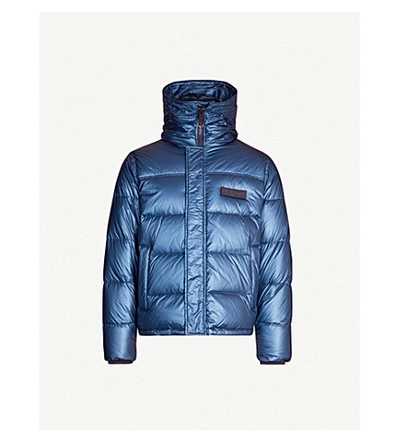 Shop Kenzo Metallic Padded Shell-down Puffer Jacket In Slate Blue
