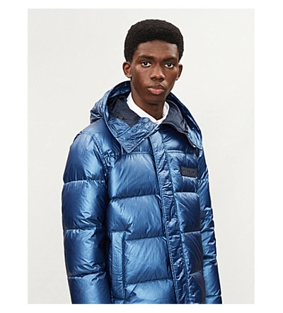 Shop Kenzo Metallic Padded Shell-down Puffer Jacket In Slate Blue