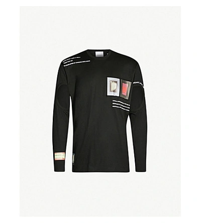 Shop Burberry Cut-out Cotton-jersey Top In Black