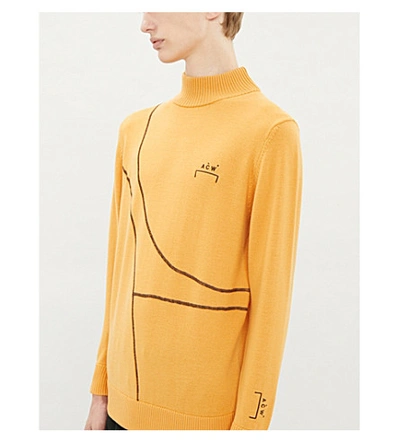 Shop A-cold-wall* Turtleneck Logo-embroidered Wool Jumper In Mustard