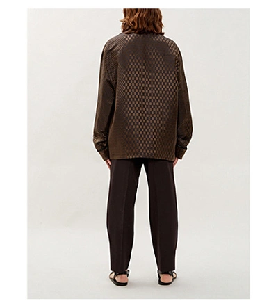 Shop Haider Ackermann Cara Checked Double-breasted Linen And Silk-blend Jacket In Brown