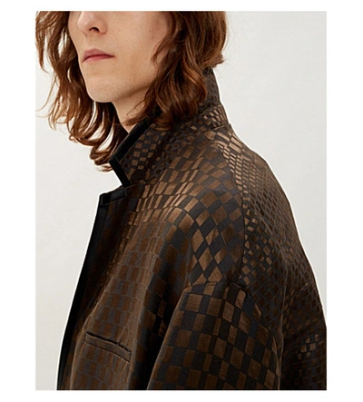 Shop Haider Ackermann Cara Checked Double-breasted Linen And Silk-blend Jacket In Brown
