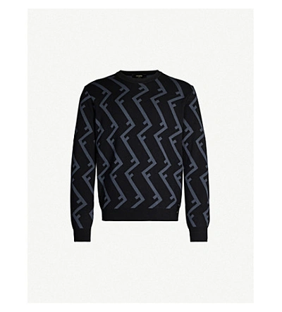 Shop Fendi Logo-print Wool Jumper In Black