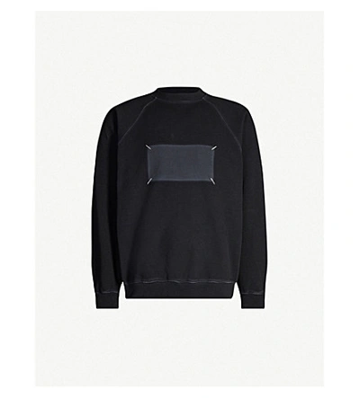 Shop Maison Margiela Stitched Cotton-jersey Sweatshirt In Black