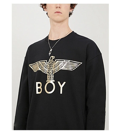 Shop Boy London Graphic-print Cotton-jersey Sweatshirt In Black/gold
