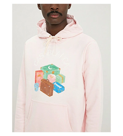 Shop Casablanca Graphic-print Cotton-jersey Hoody In Pink
