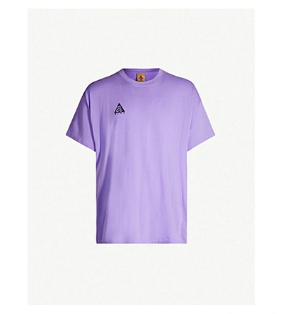 Shop Nike Logo-print Cotton-jersey T-shirt In Purple Black