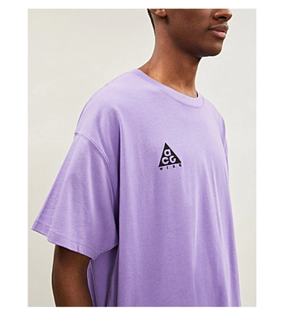 Shop Nike Logo-print Cotton-jersey T-shirt In Purple Black
