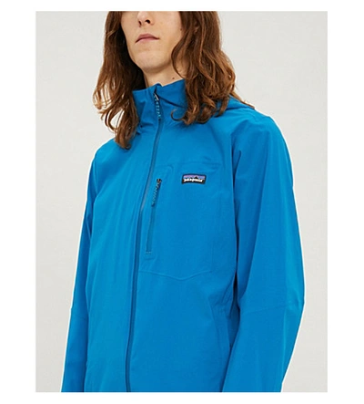 Shop Patagonia Quandary Funnel-neck Hooded Shell Jacket In Balkan Blue