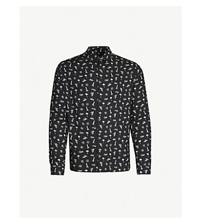 Shop The Kooples Graphic-print Regular-fit Woven Shirt In Bla06