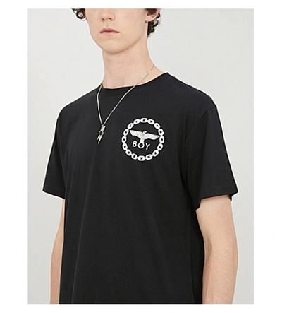 Shop Boy London Graphic-print Cotton-jersey T-shirt In Black/white