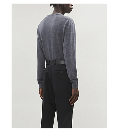 Shop Fendi Futuristic Ff-intarsia Wool Jumper In Grey