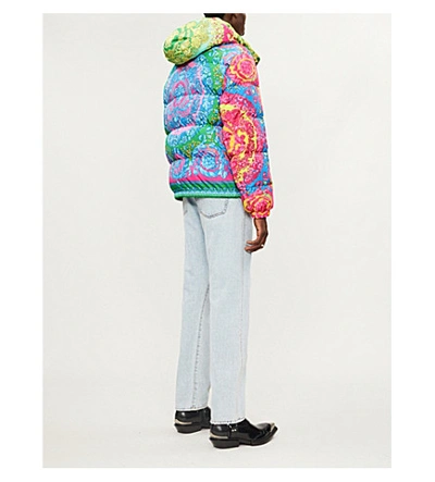 Shop Versace Baroque-print Padded Shell-down Puffer Jacket In Blue Stampa