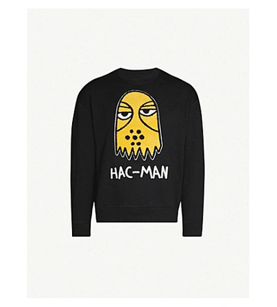 Shop Haculla Hac Man Cotton-jersey Sweatshirt In Black